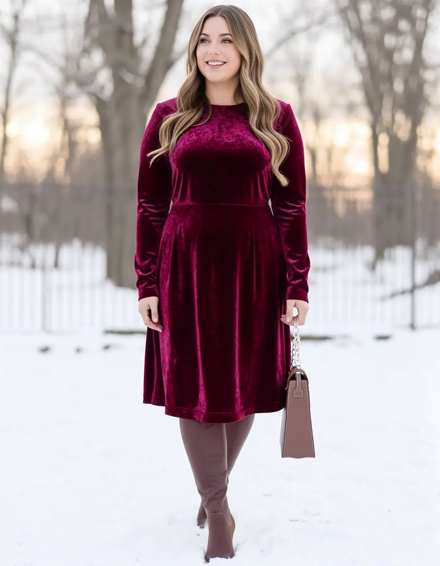 Samt Cocktailkleid für Damen im Winter