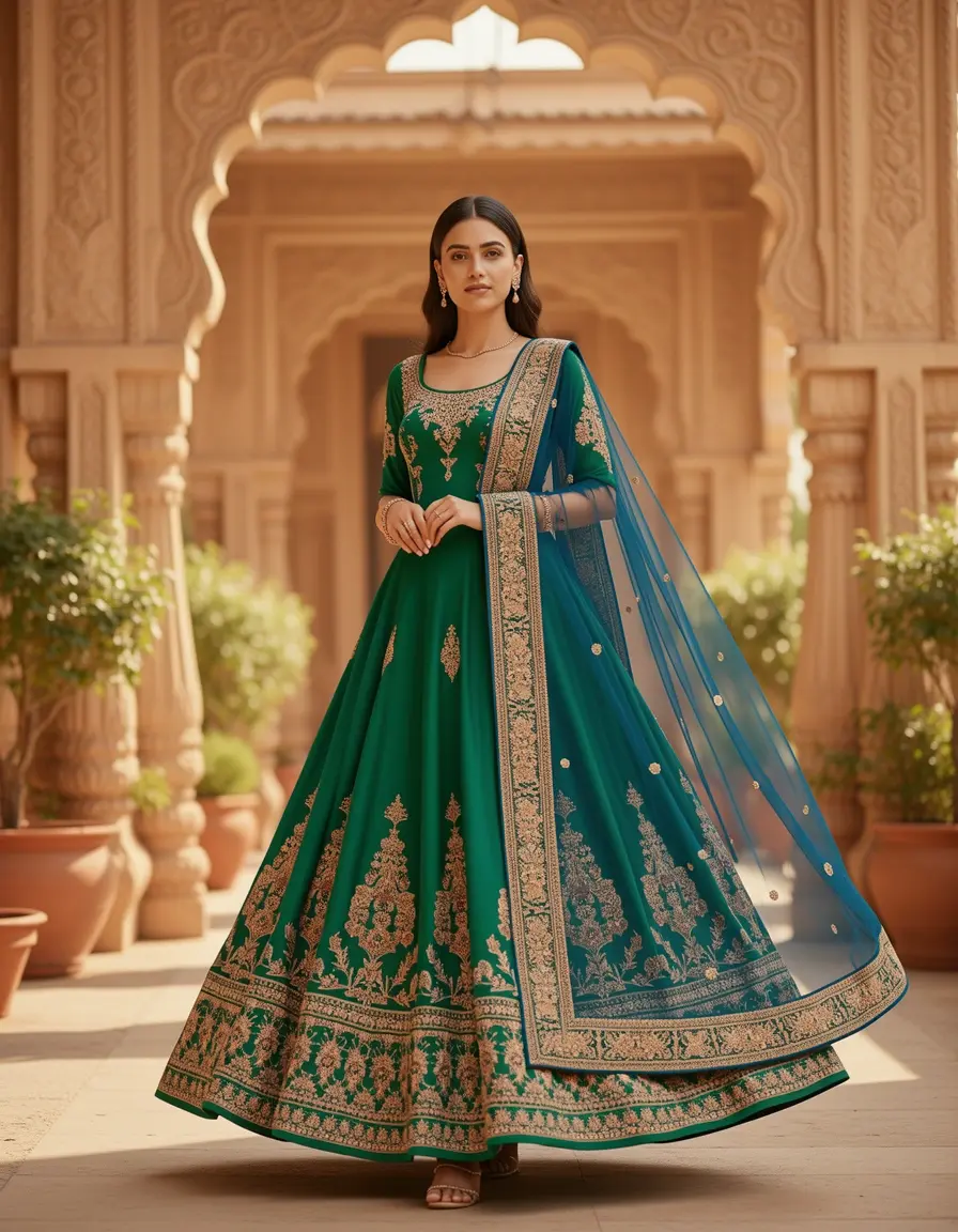 Anarkali Midi Dress mit Dupatta