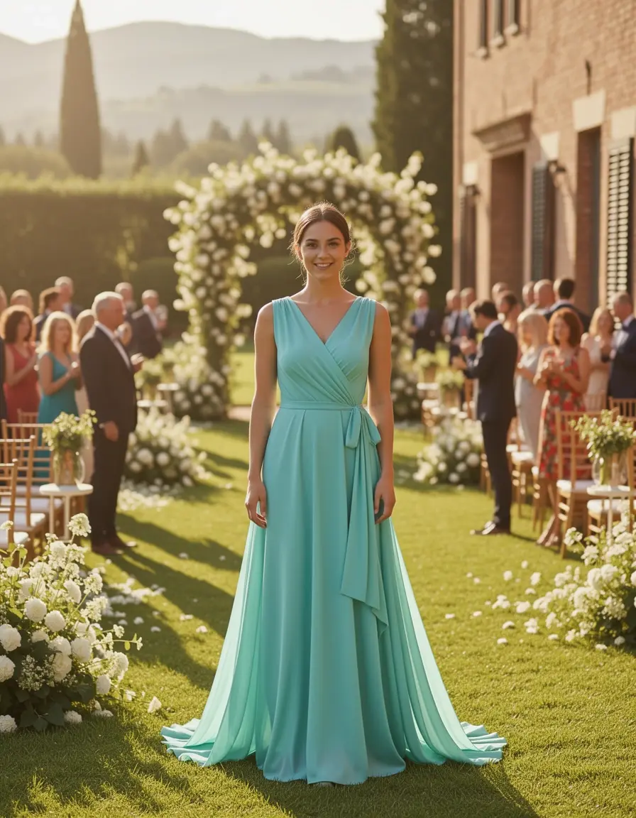 Chiffon Wickelkleid für Hochzeiten