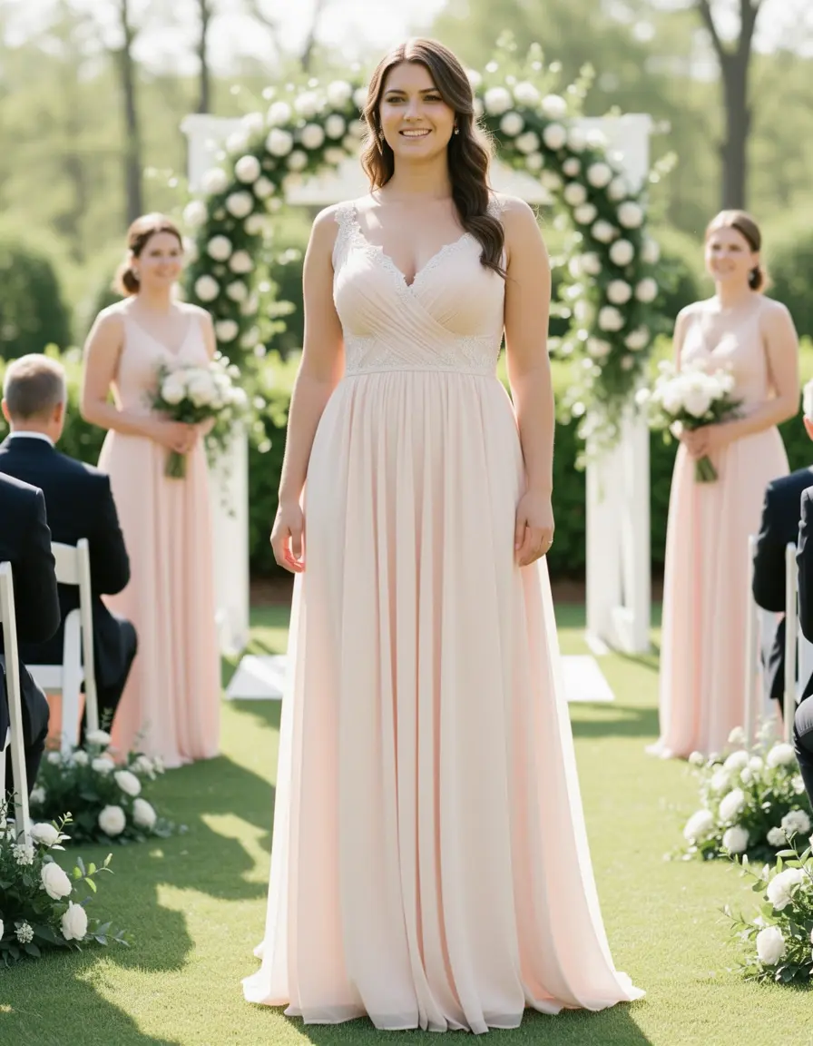 Bridesmaid Chiffon Maxi Kleid als Trauzeugin