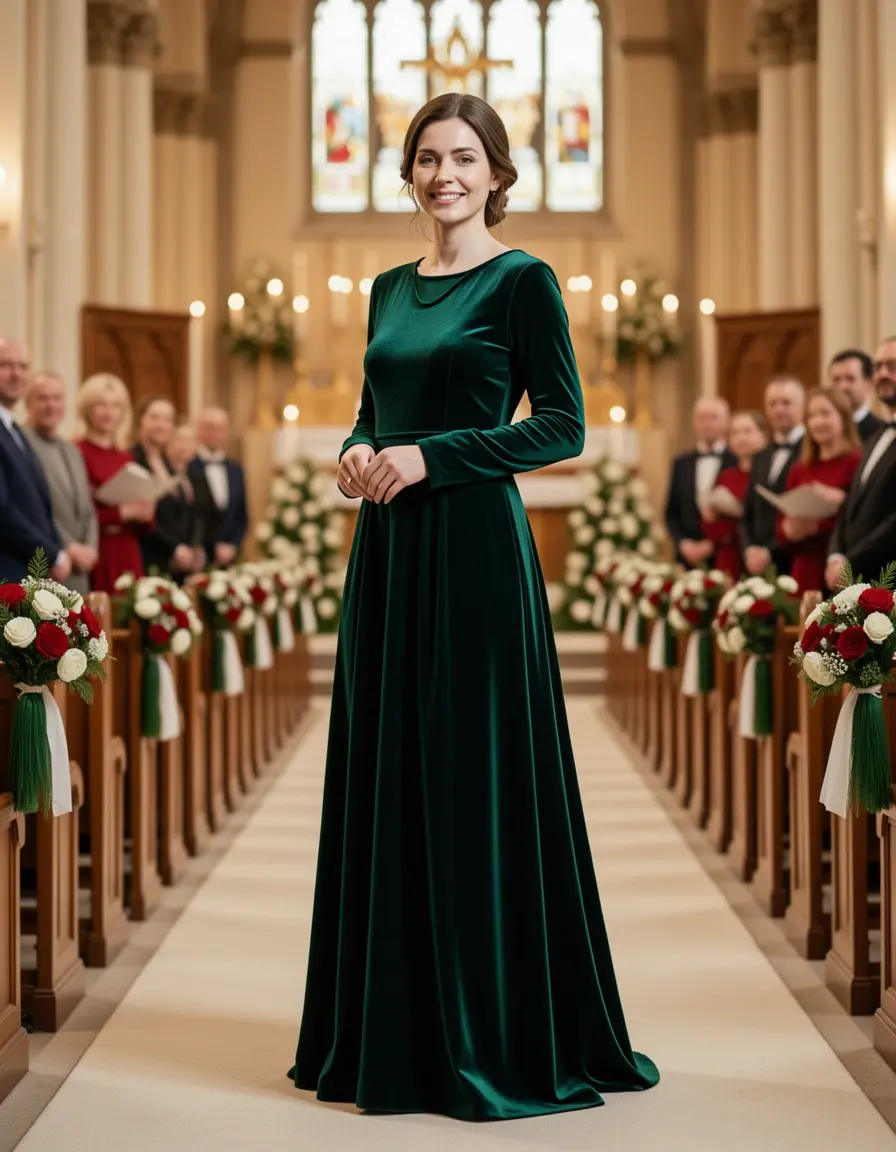 Samtkleid für Winterhochzeit