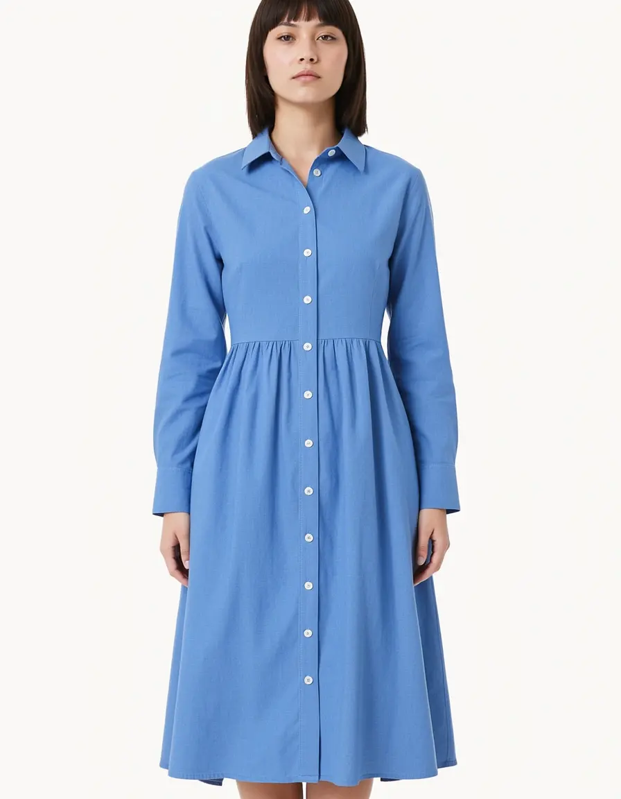 Blau weißes Hemdblusenkleid