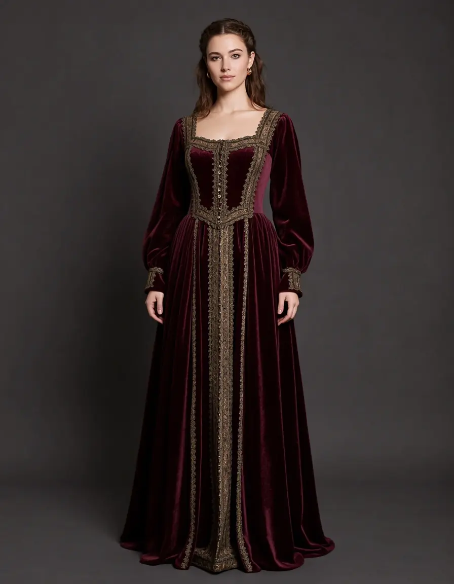 Medieval Velvet Gown Kleid Damen Mittelalter