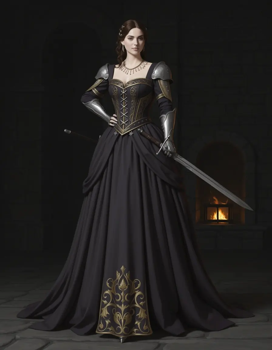 Knight-inspired medieval lady dress