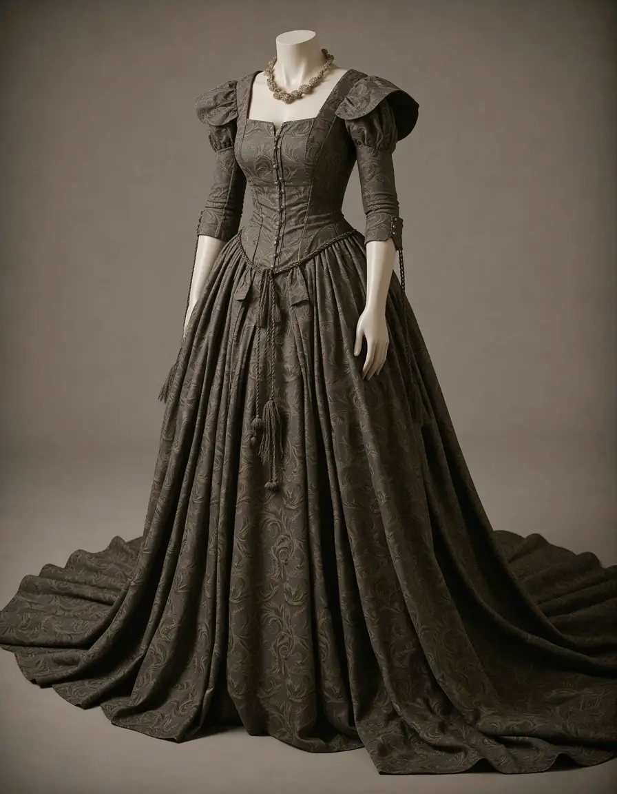 Fantasy medieval gown with trains