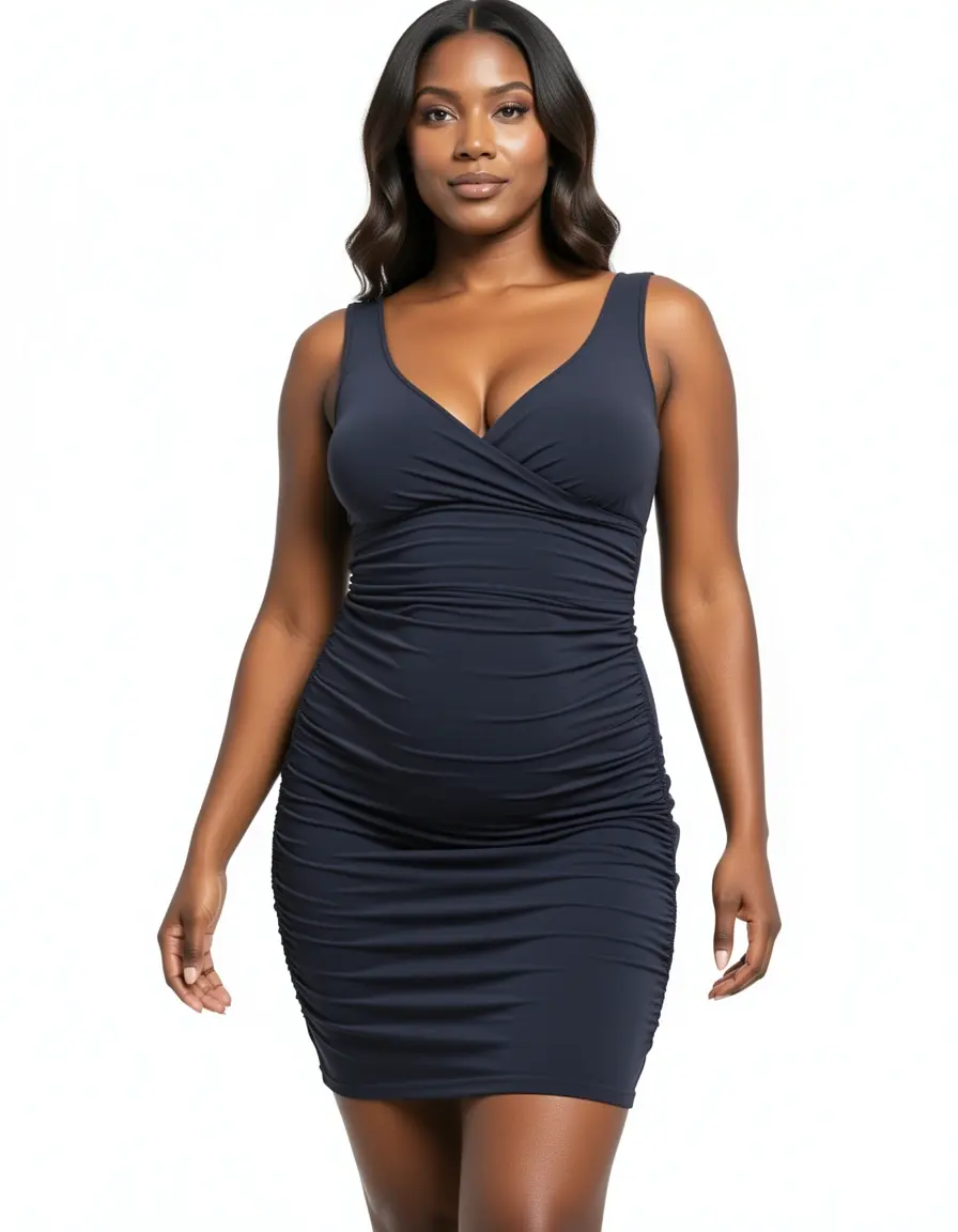 Wickelkleid mit Raffung kaschiert bauch