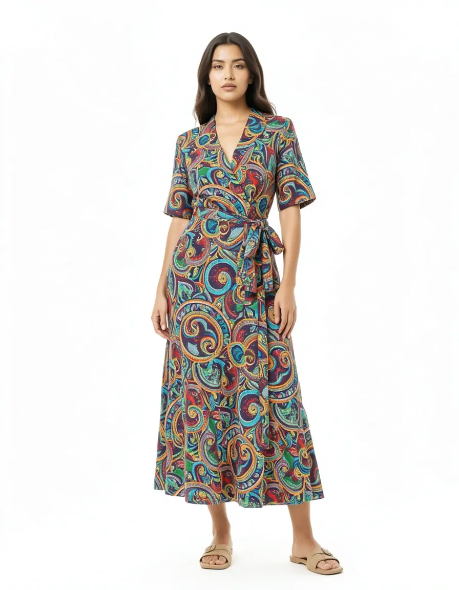 Buntes Wickelkleid mit Print