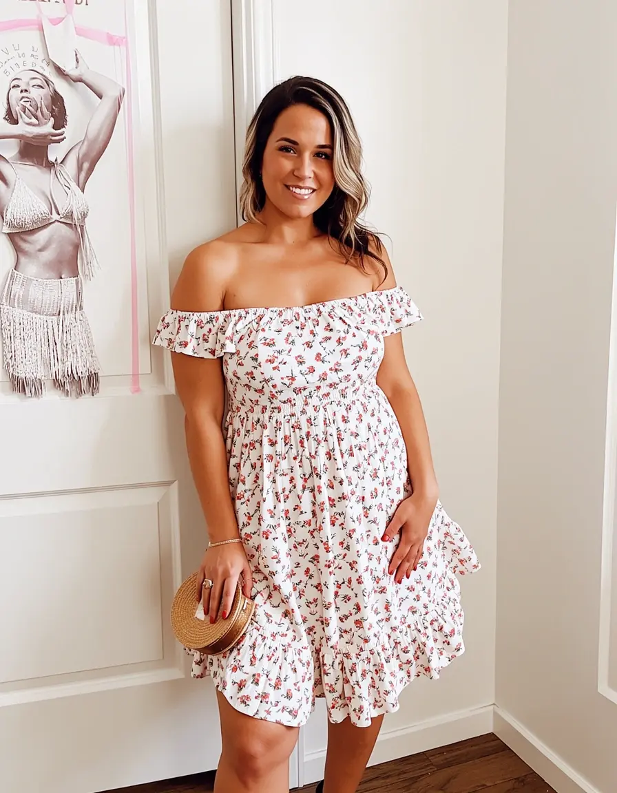 Schulterfreies Minikleid für Sommerpartys