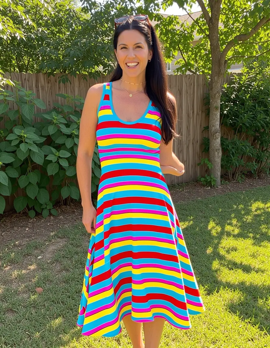 Gestreiftes buntes Sommerkleid farbig