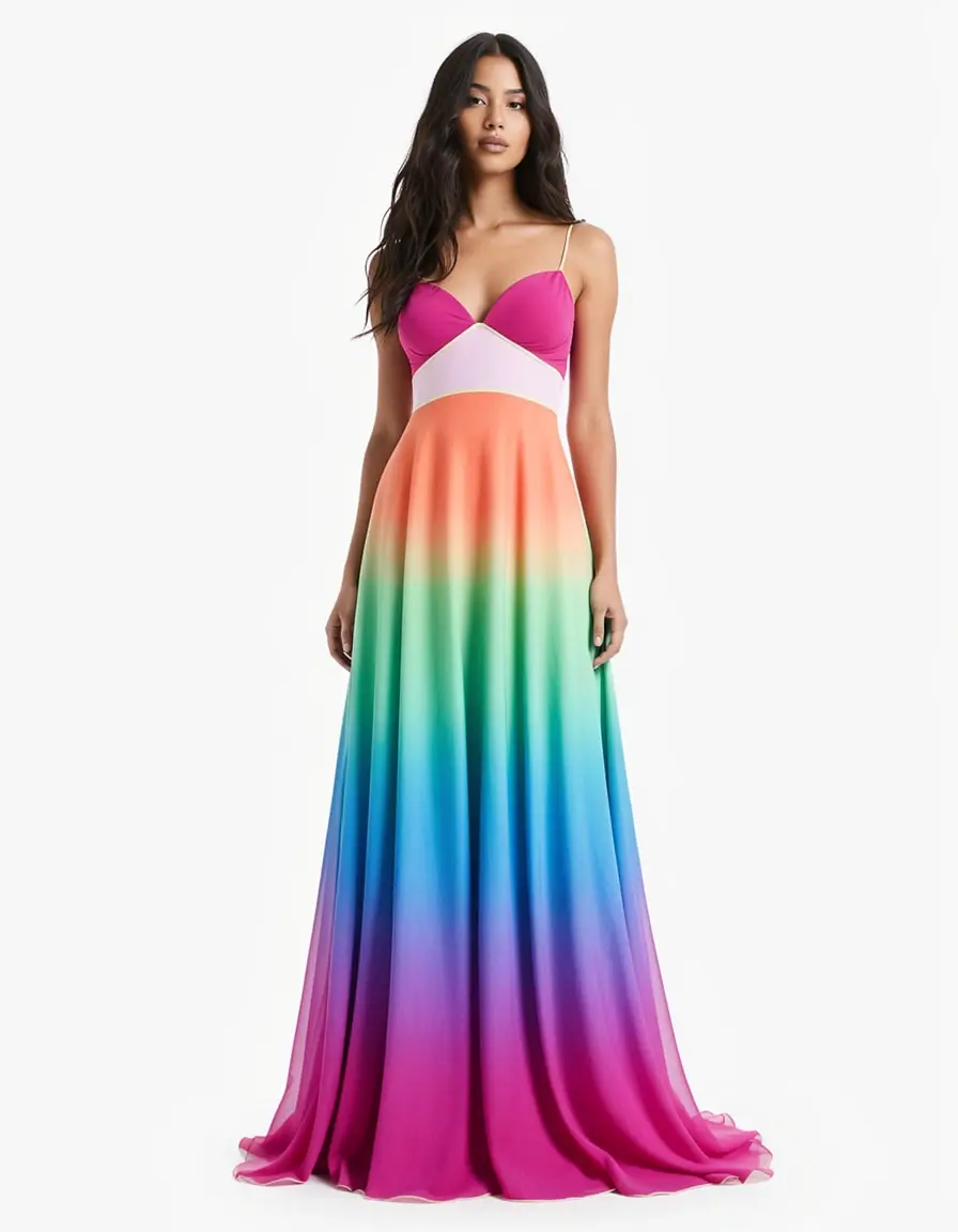 Ombre Farbverlauf Kleid farbig