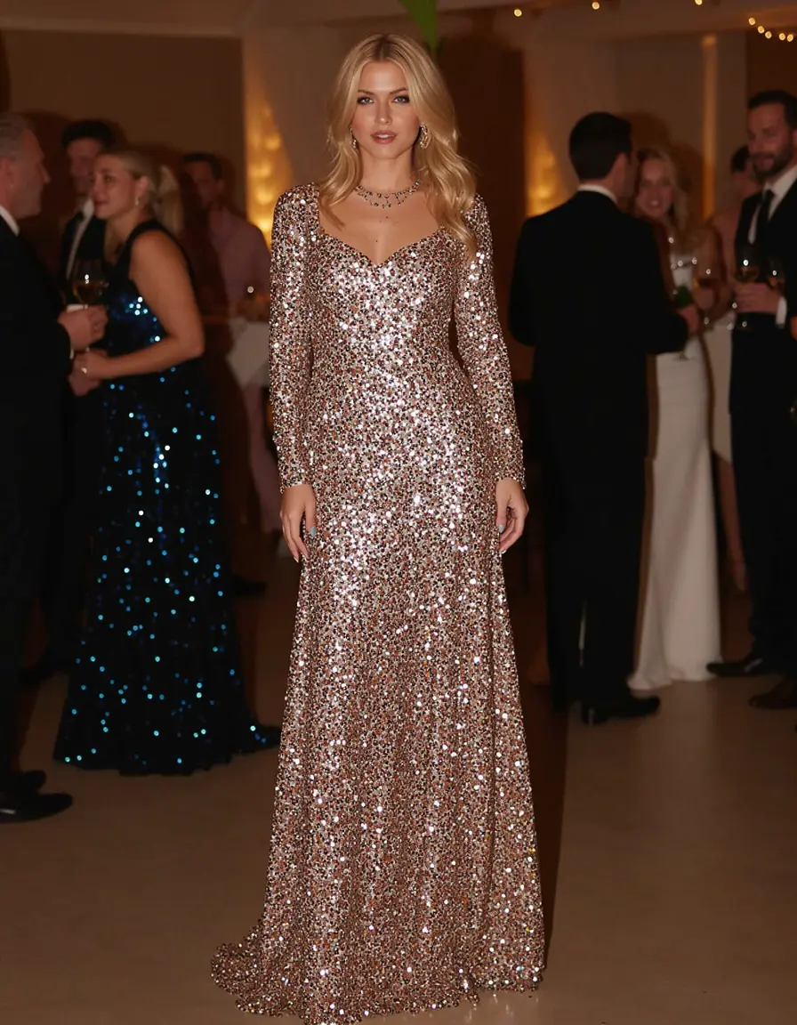 Long Sequin Maxi Dress festlich lang glitzernd