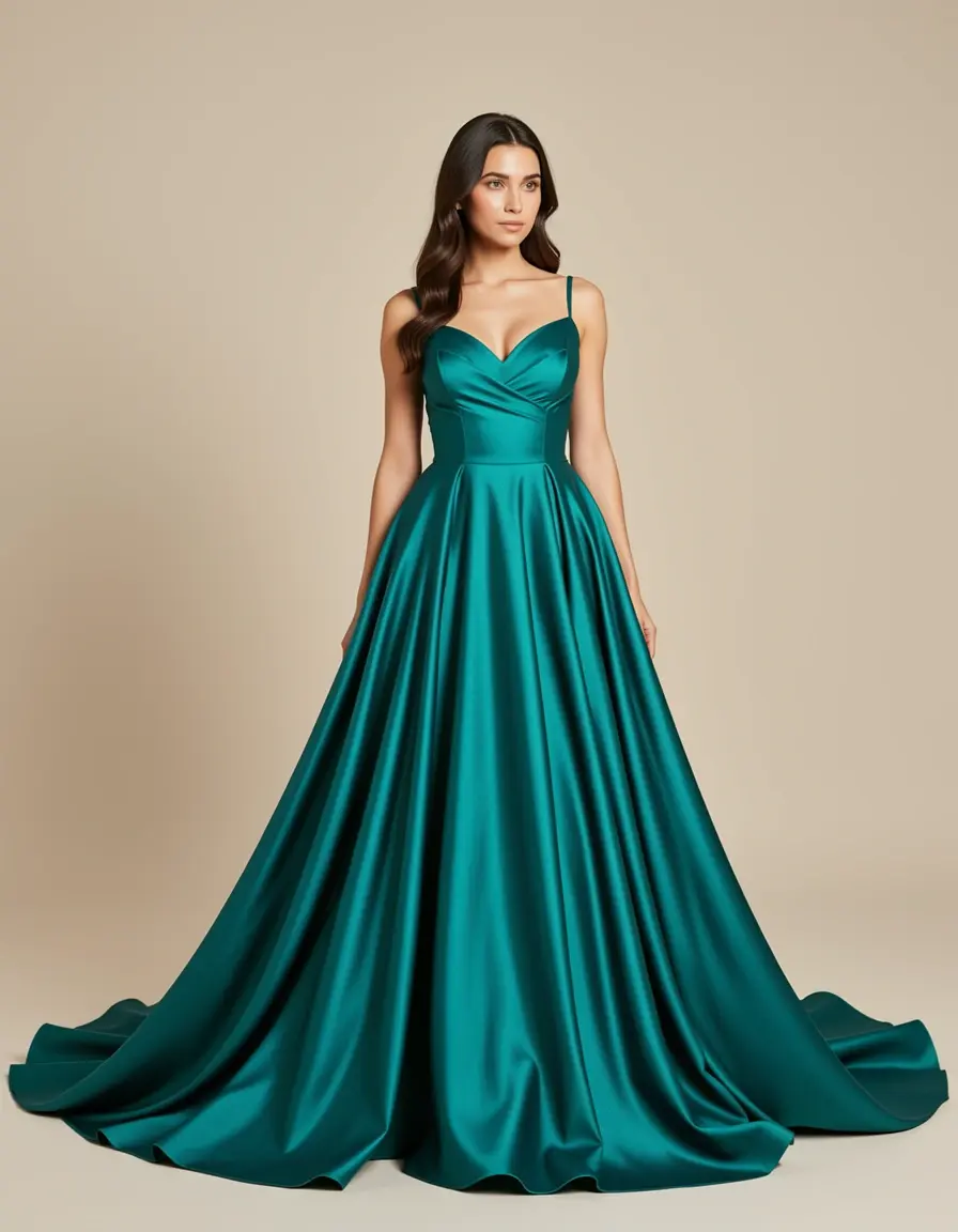 Long Satin Ball Gown fließend glänzend