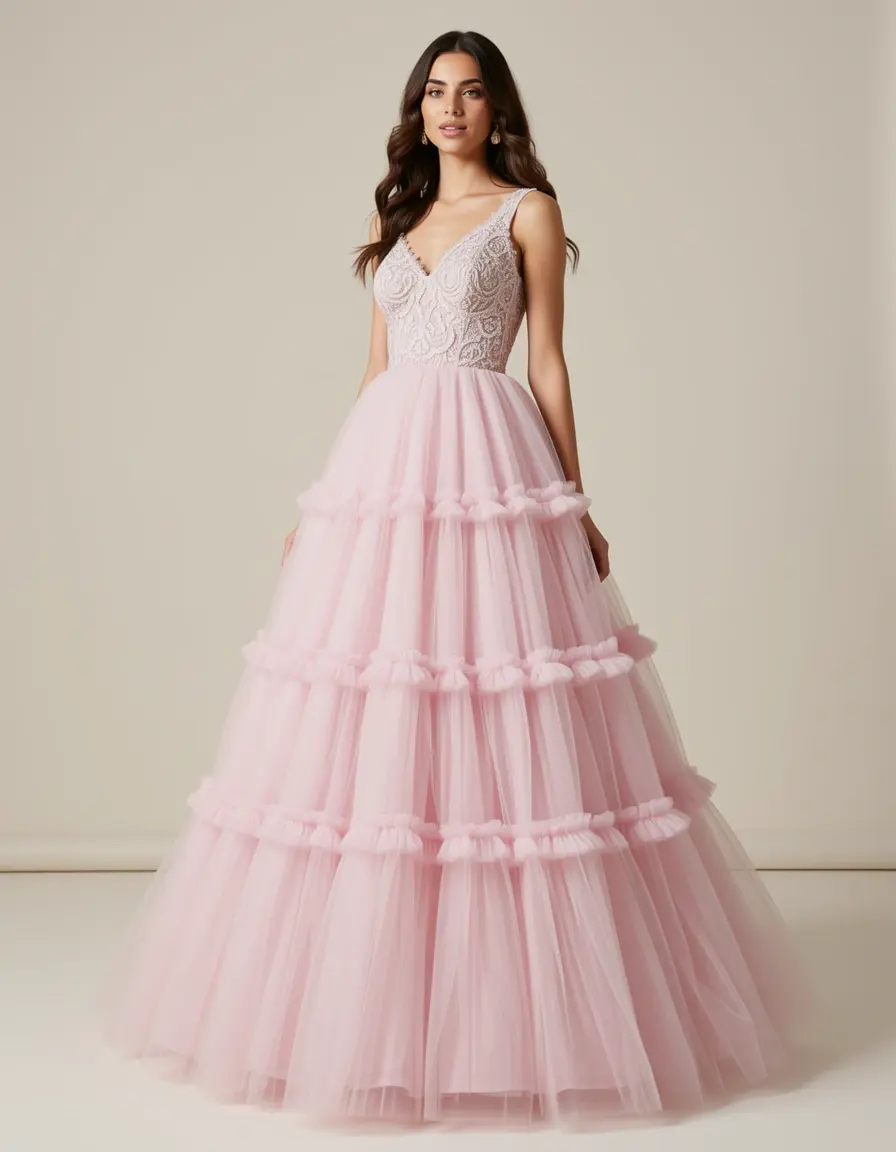 Long Tulle Party Dress Tüll mehrlagig