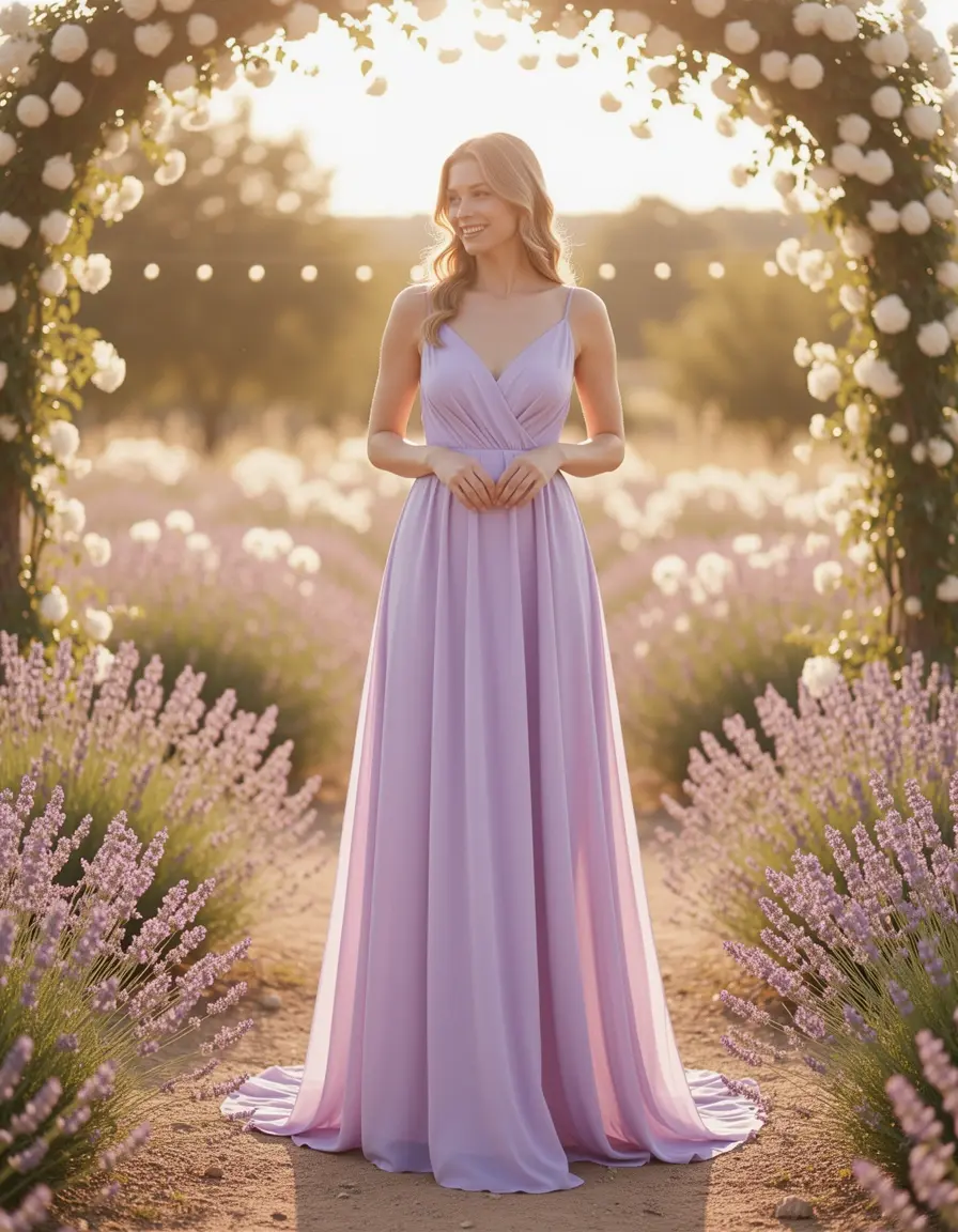 Lilac Chiffon Maxi Dress