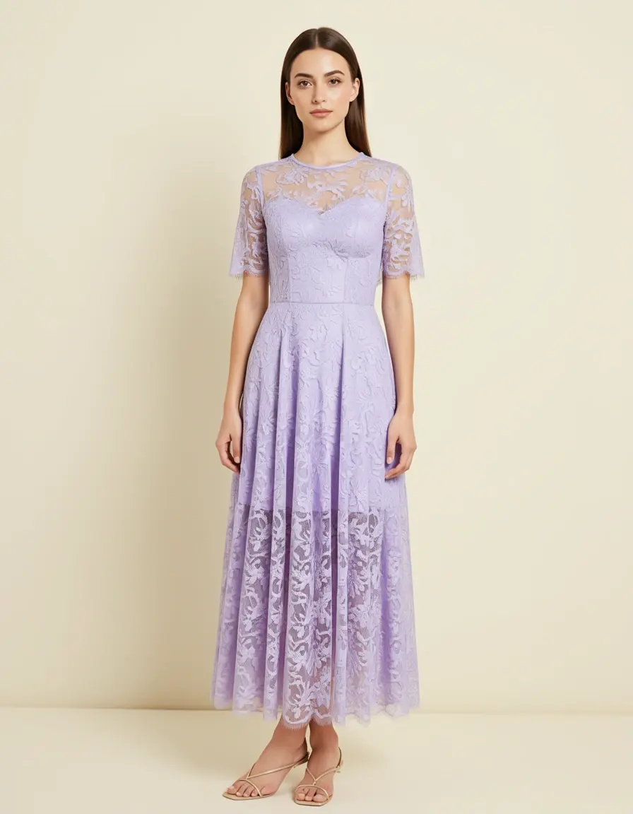 Lace lilac midi dress