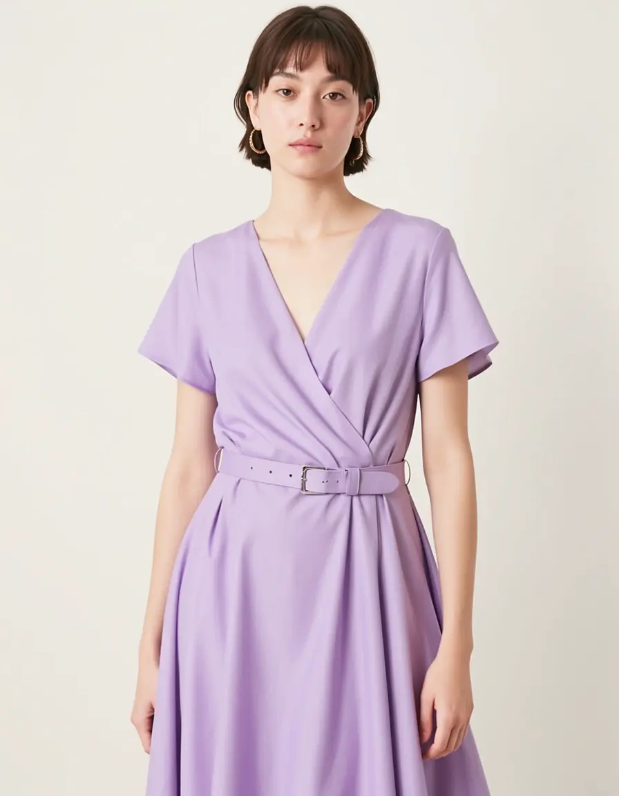 Wrap lilac dress with belt