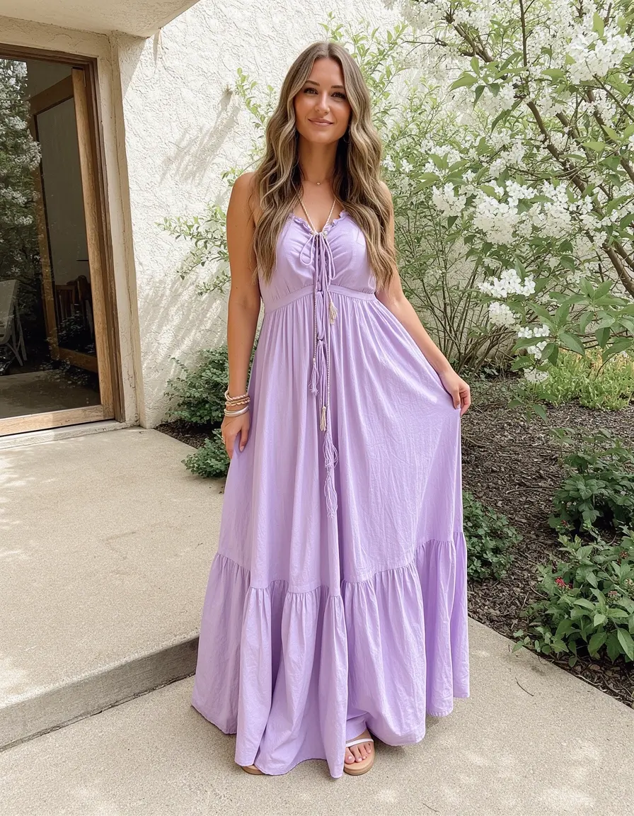 Boho lilac maxi dress