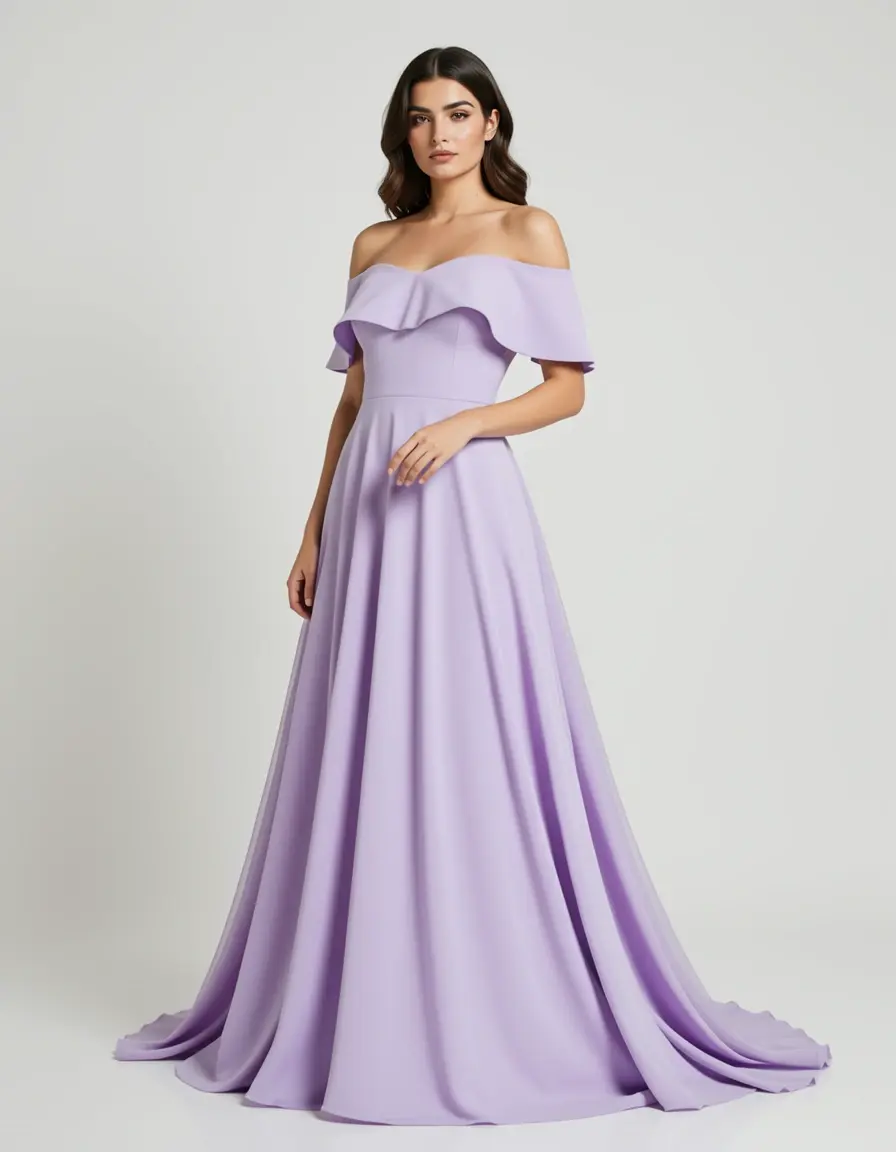 Off-shoulder lilac dress