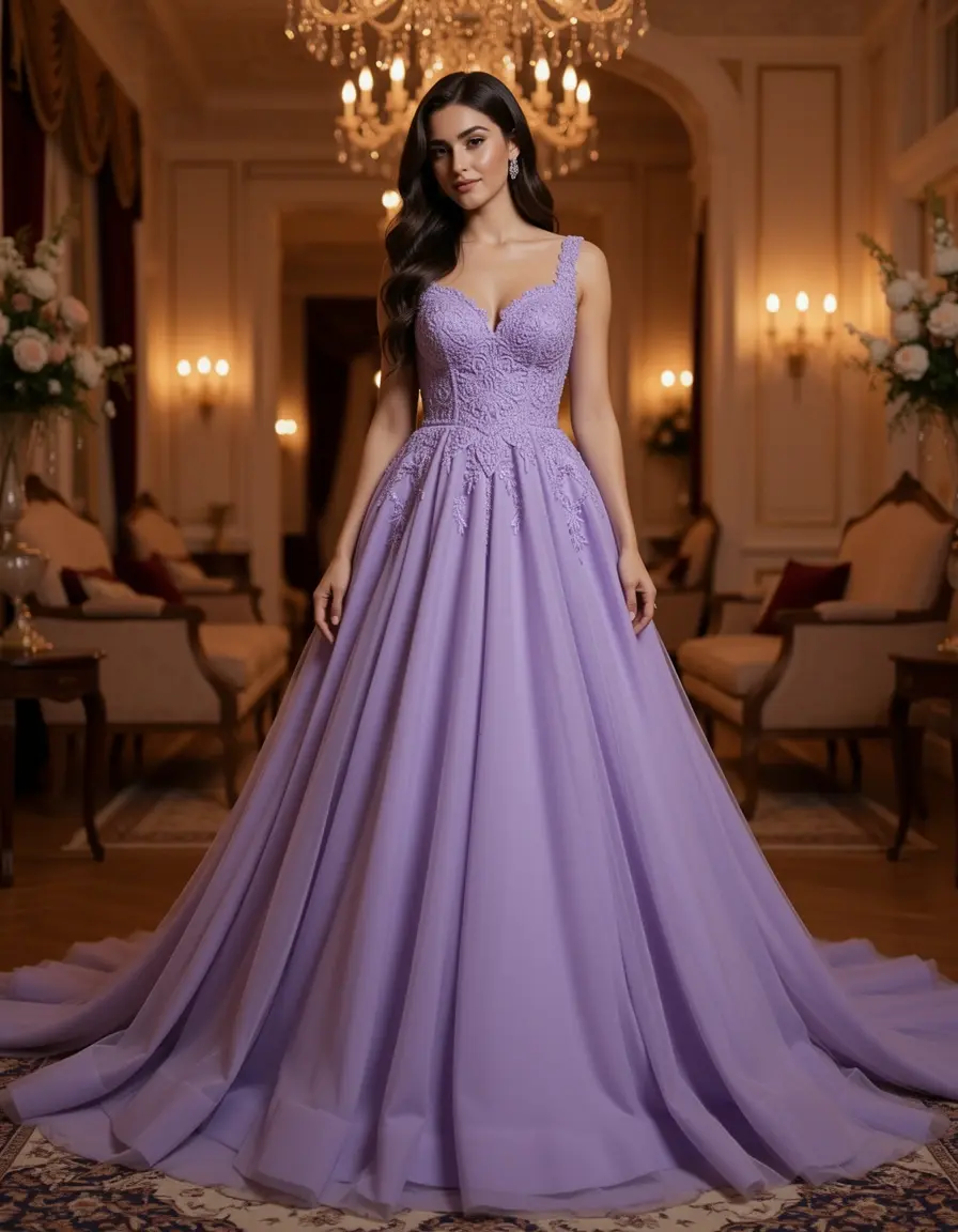Evening lilac gown elegant