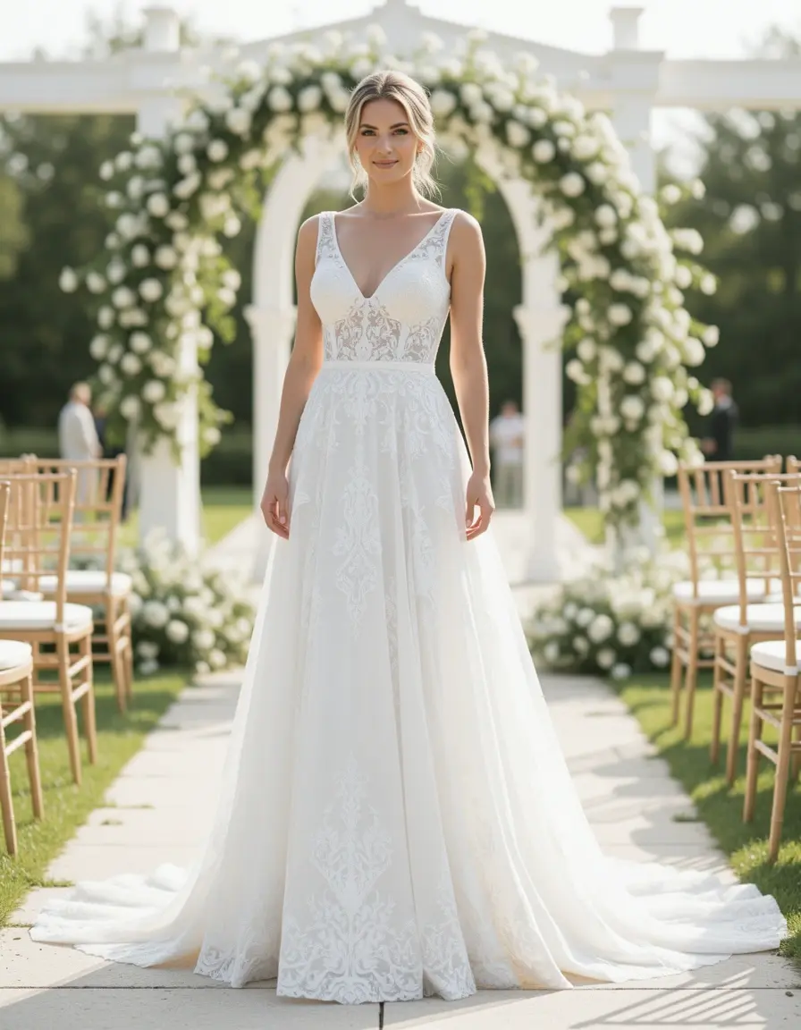 Elegantes weißes Brautkleid Maxi Gown