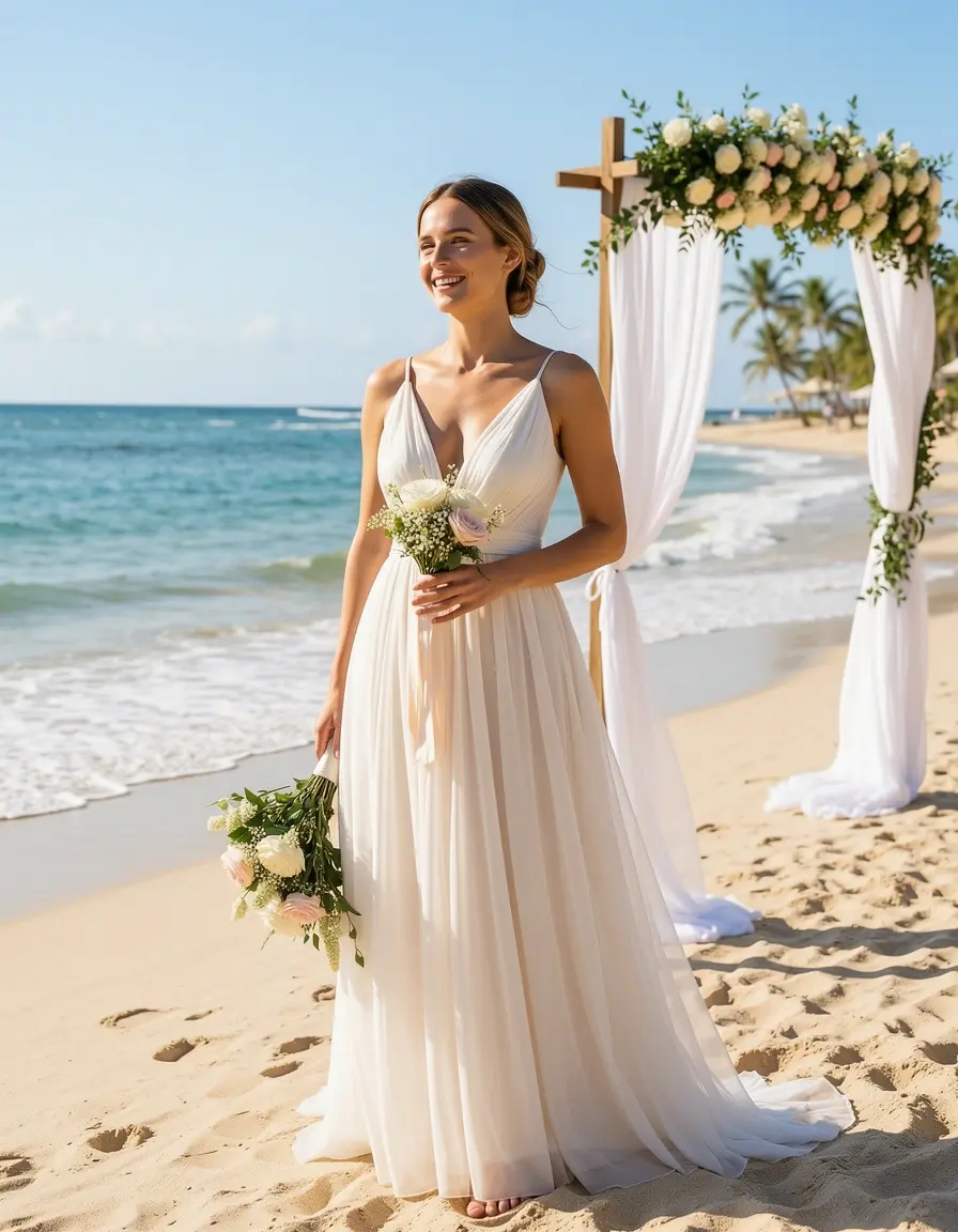 Leichtes Strandhochzeit Kleid