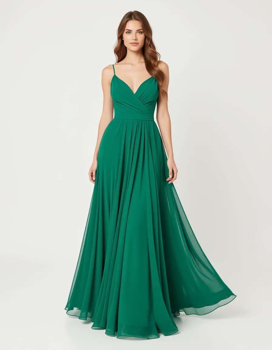Elegant Green Chiffon Dress - Luftiges grünes Chiffonkleid