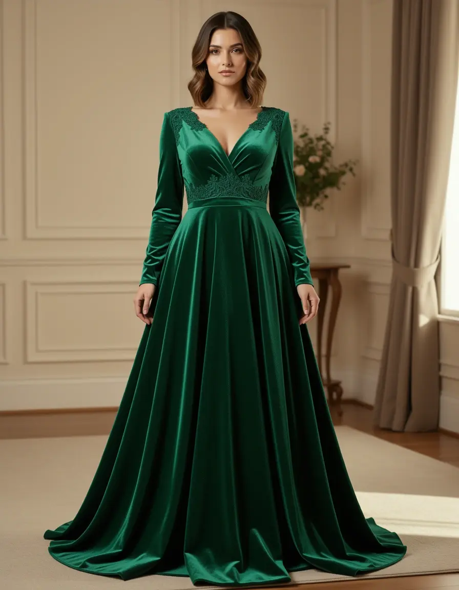 Velvet Green Gown Rich