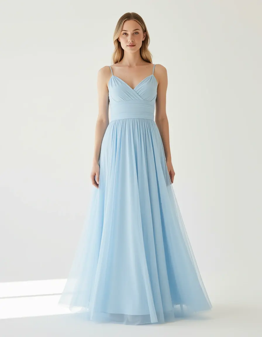Light Blue Chiffon Maxi Kleid
