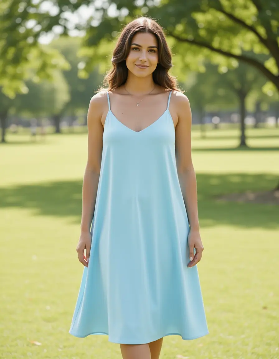 Hellblaues A-Linien Sommerkleid