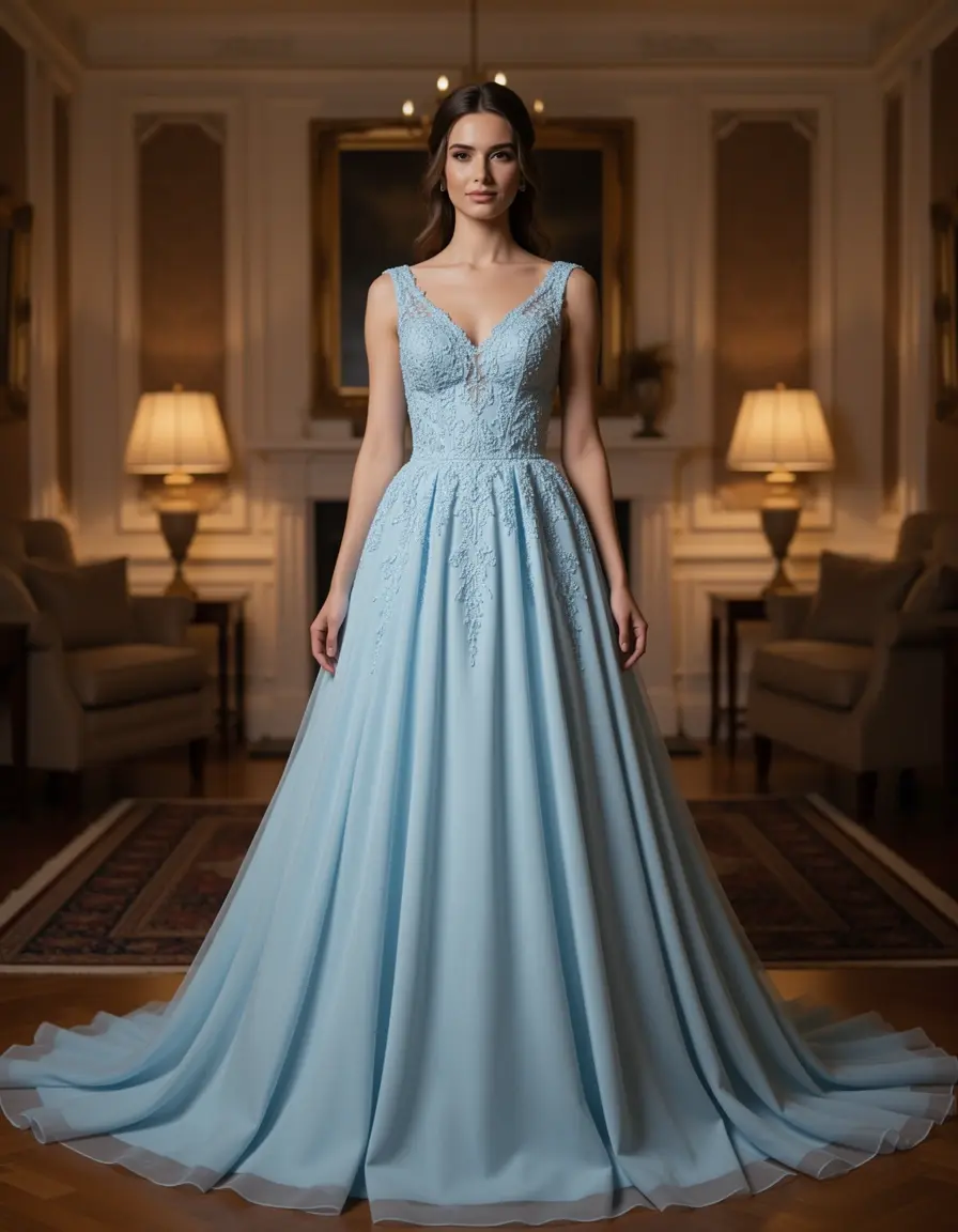 Hellblaues Abendkleid elegant