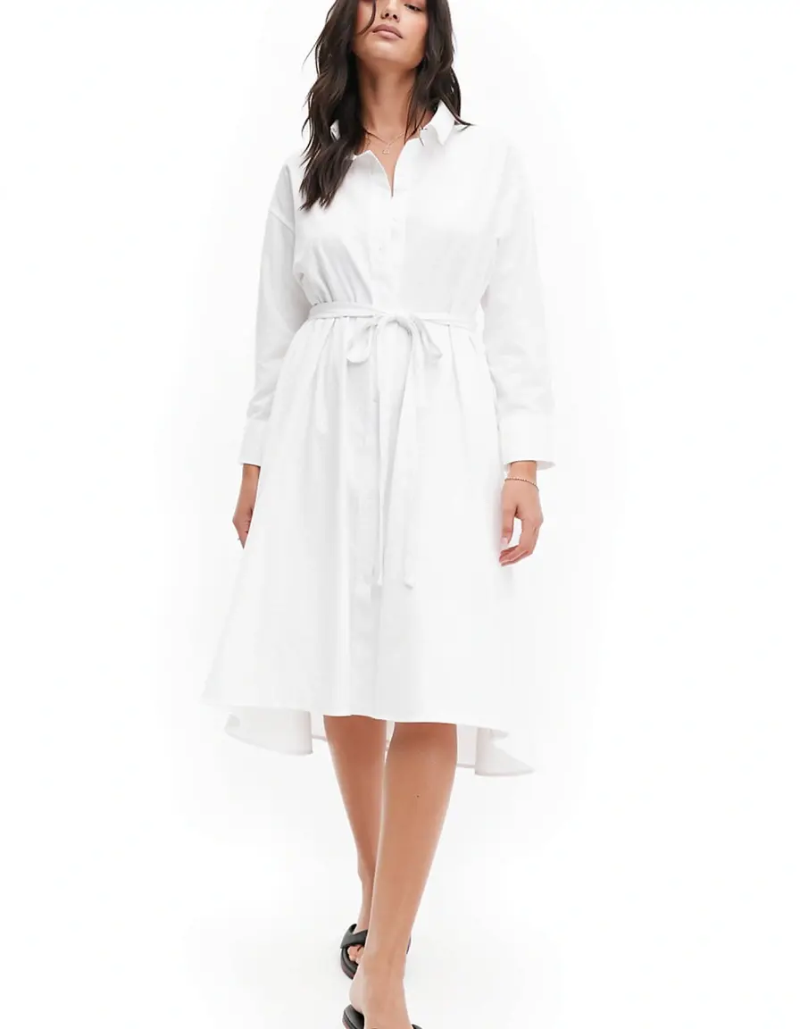 White Shirt Dress mit Gürtel