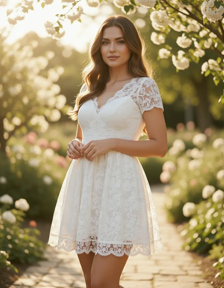 Weißes Mini Spitzenkleid