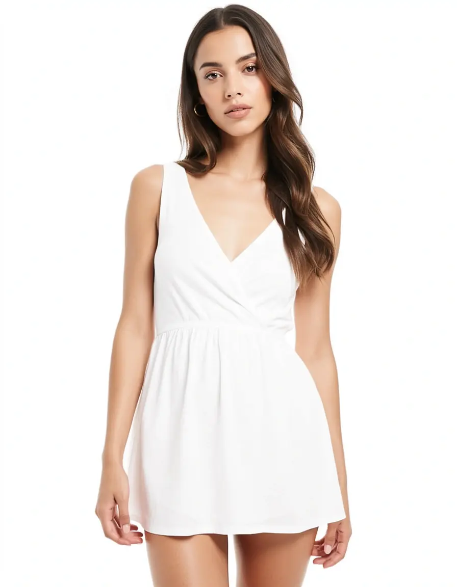 Short White Wrap Dress - Weißes Wickelkleid kurz