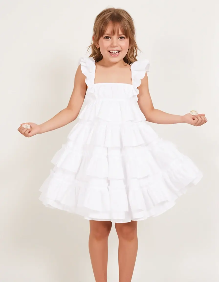 Short White Ruffle Dress - Weißes Rüschenkleid kurz