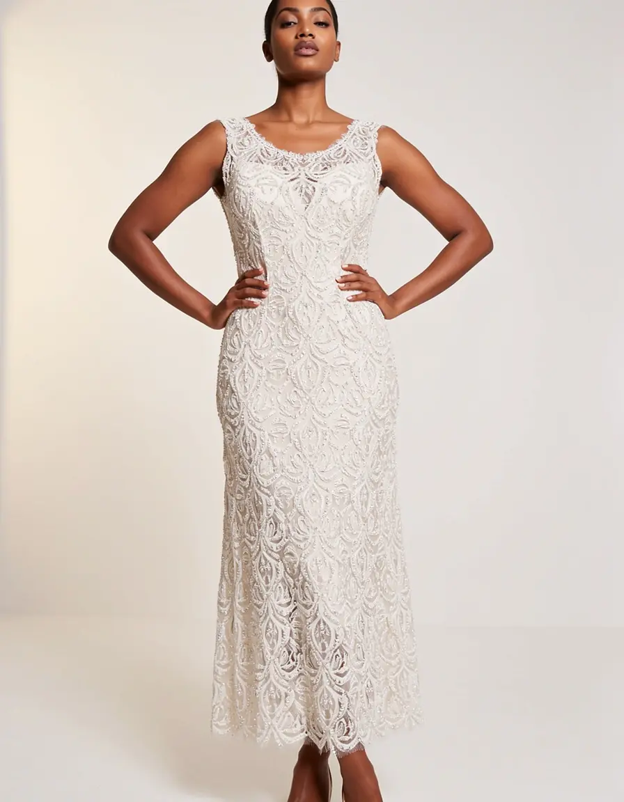 Lace Beaded A-Line Dress - Detailliertes Abendkleid