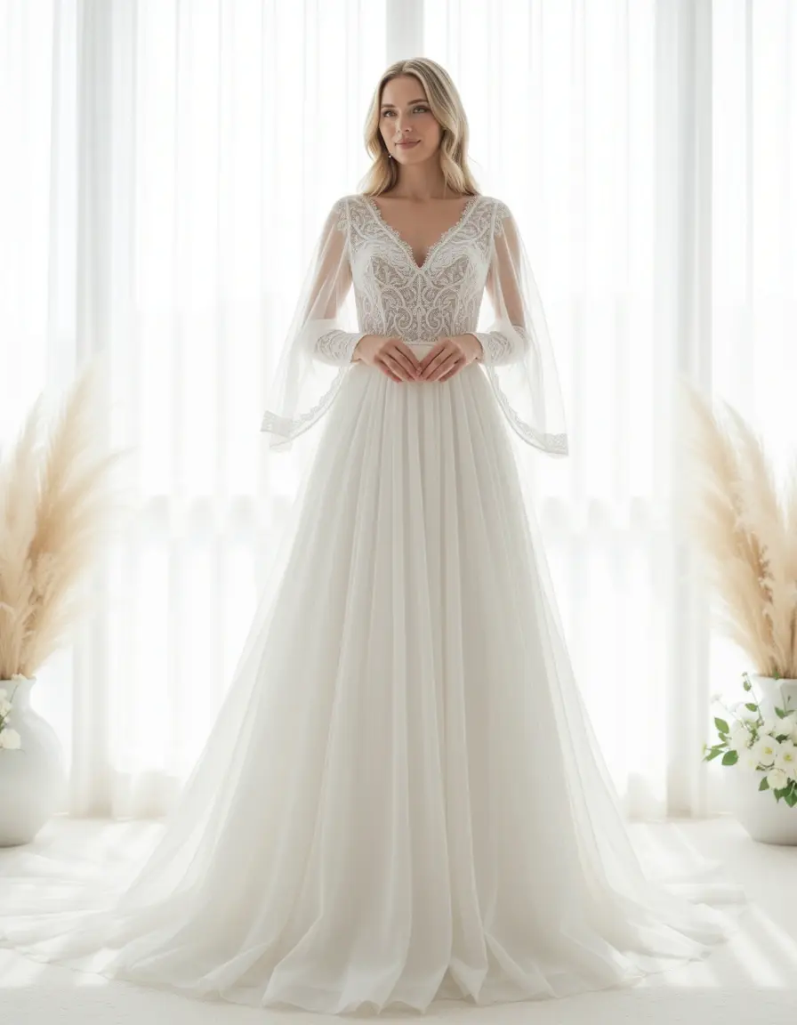Long White Chiffon Gown
