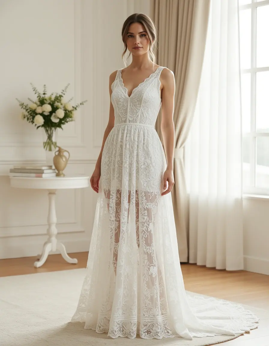 Long White Lace Maxi
