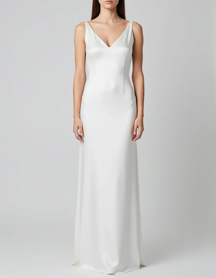 Long White Satin Dress