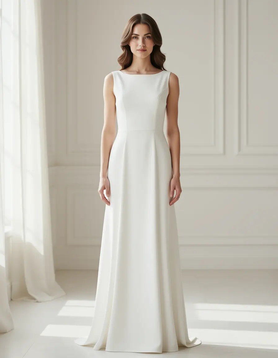 Long White A-Line Gown