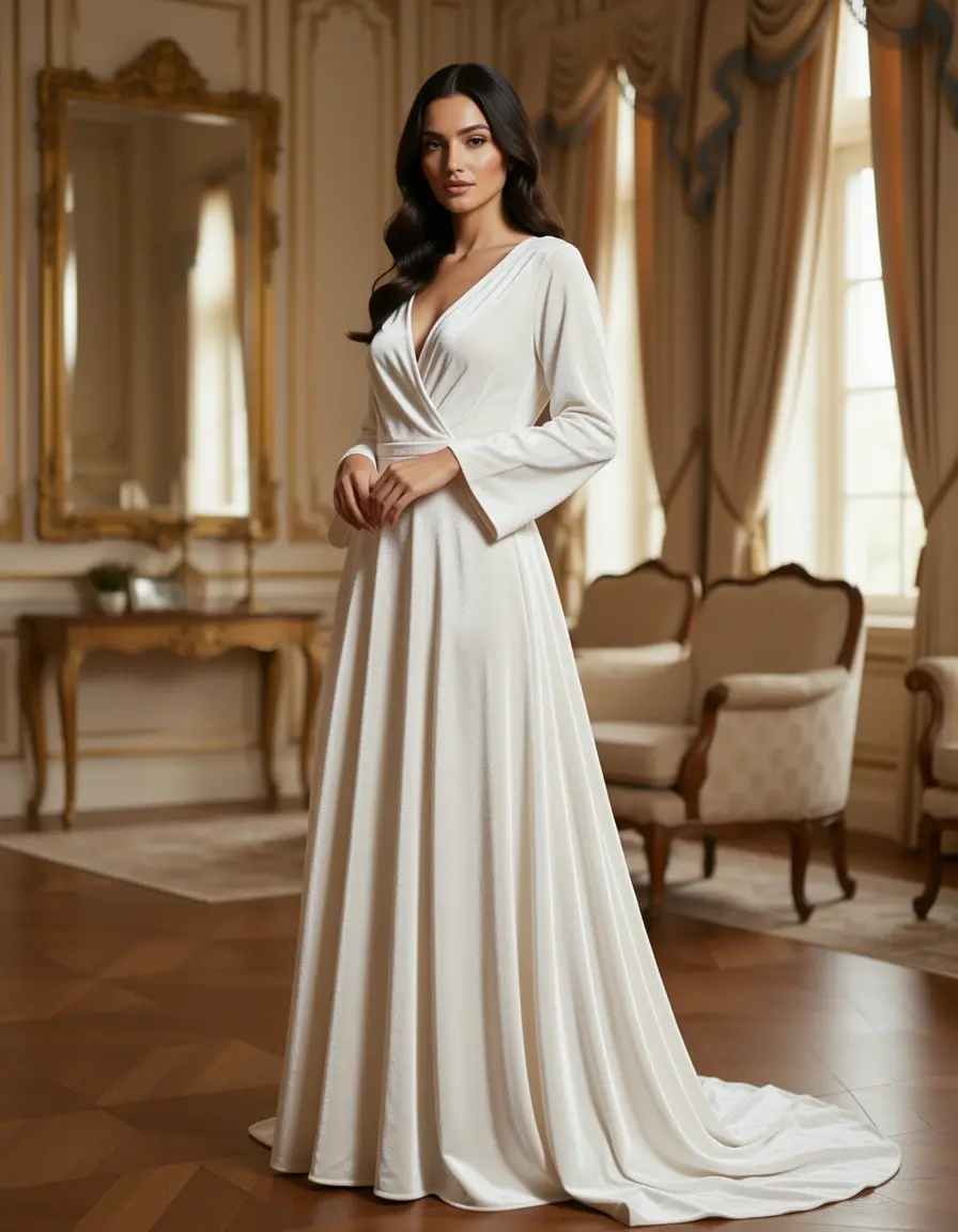 Long White Velvet Long
