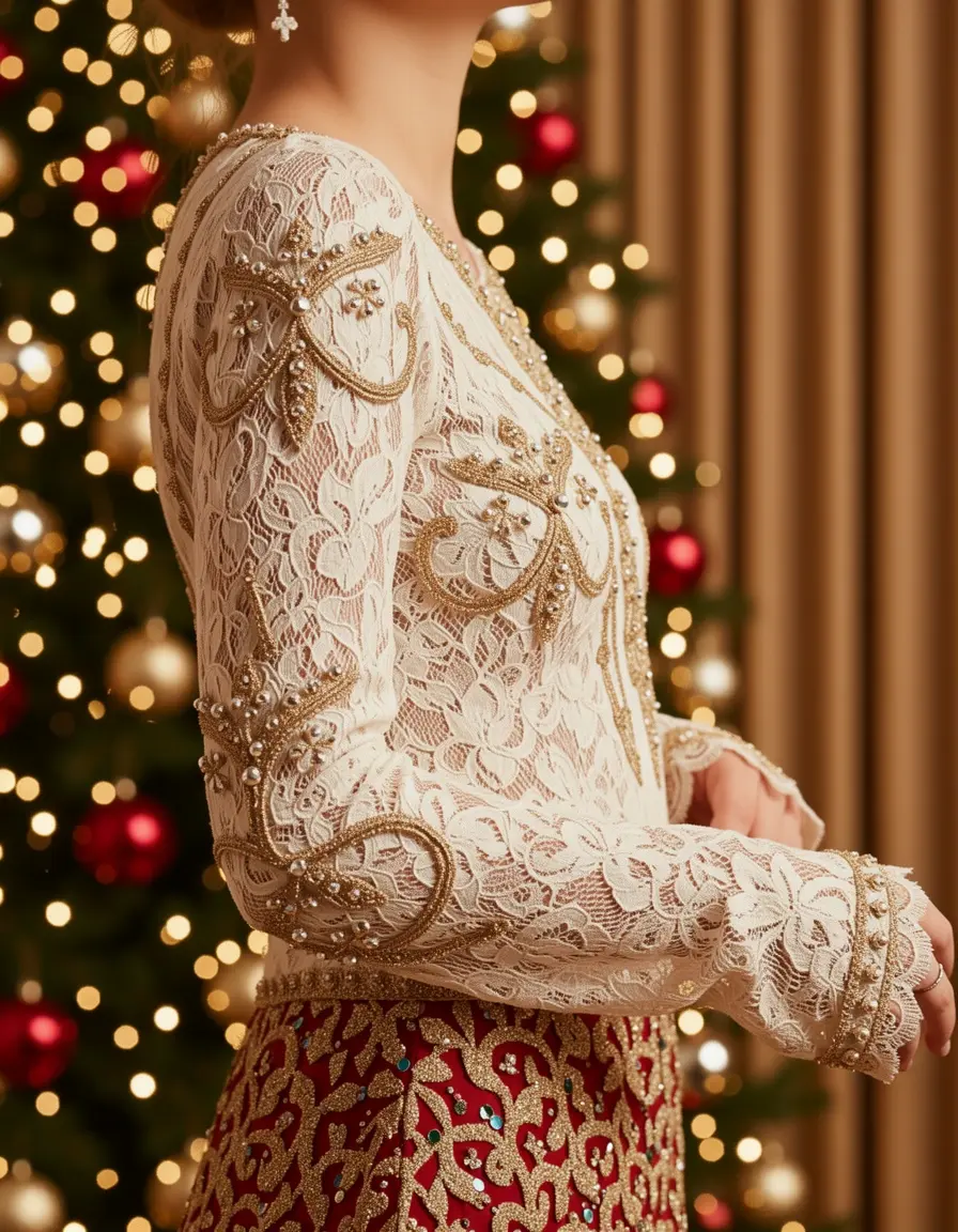 Spitzenkleid festlich langarm