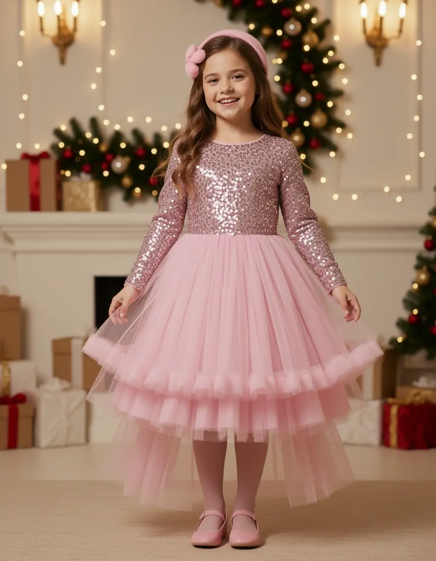 Tüllkleid langarm festlich