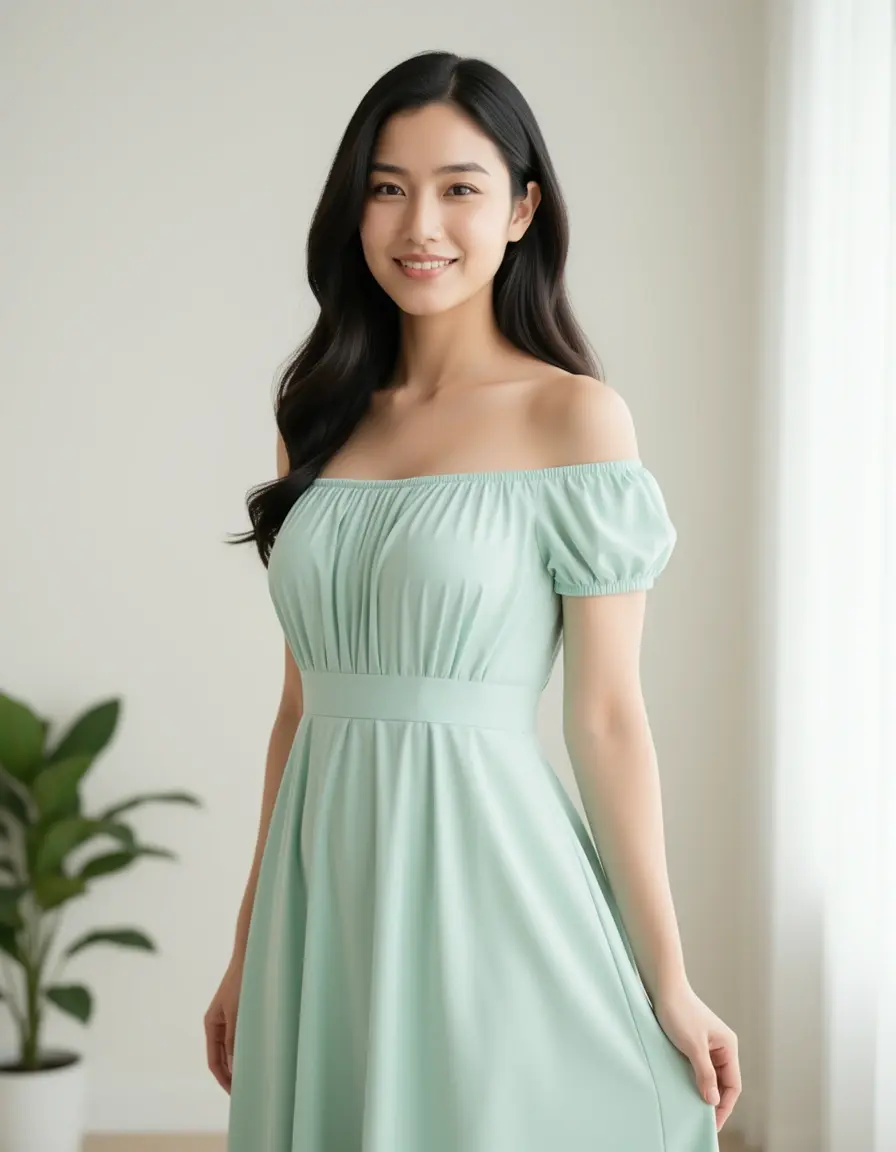 Off-Shoulder Kleid mint feminin Modell 7