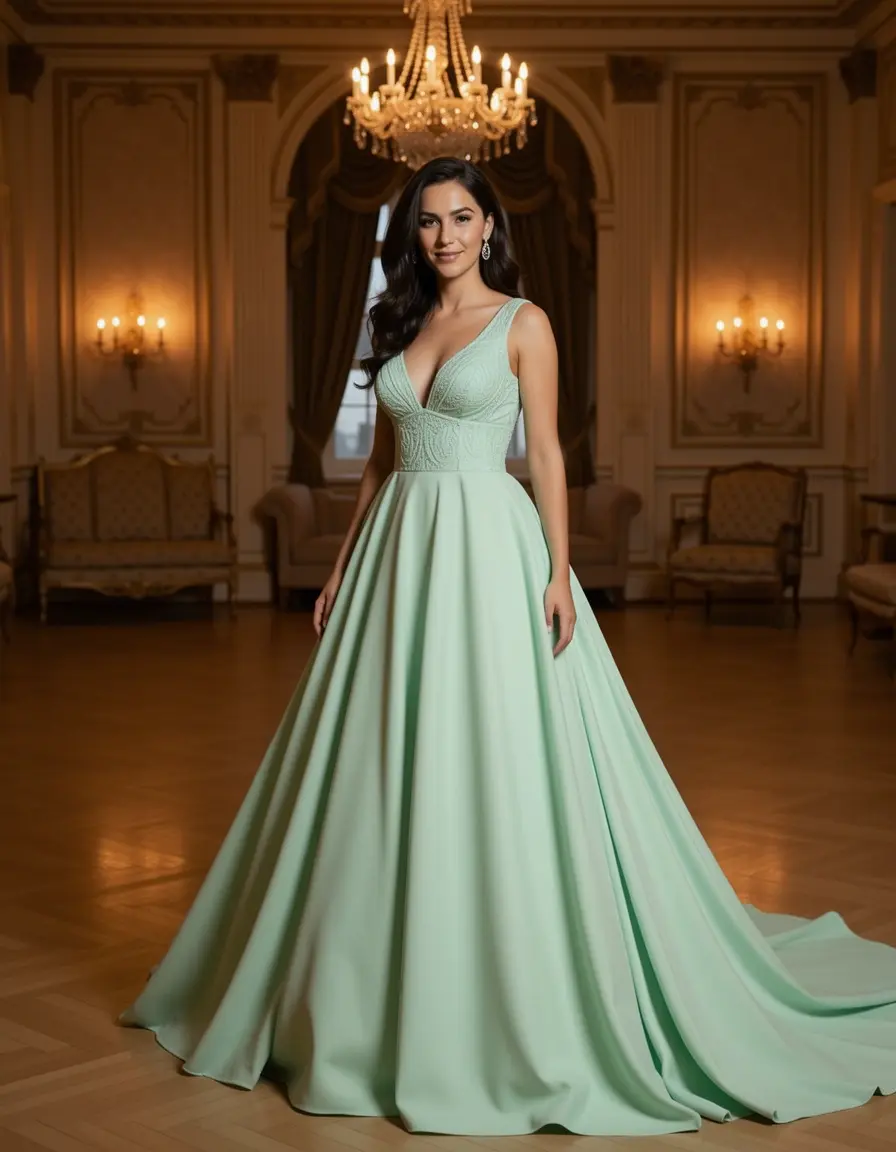 Elegante Abendrobe in Mint Modell 8