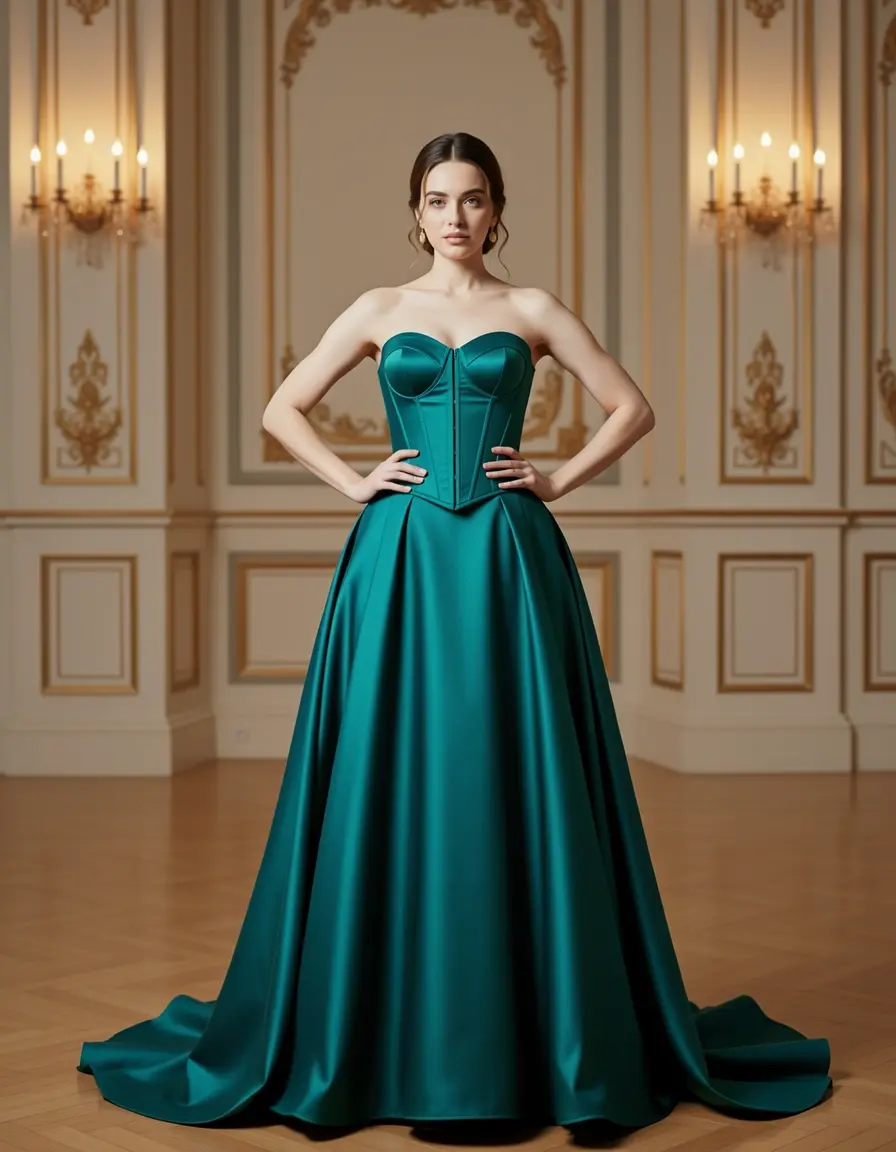Satin Gown Kleid mit Korsett