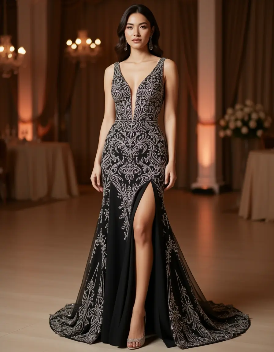 Slit Beaded Evening