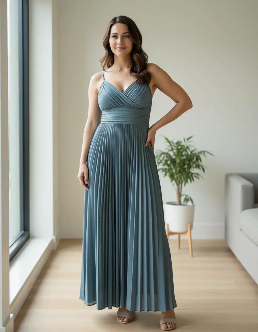 Wrap pleated dress effortless
