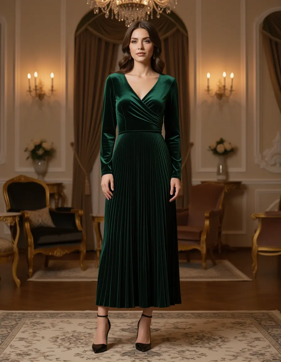 Velvet pleated midi luxurious