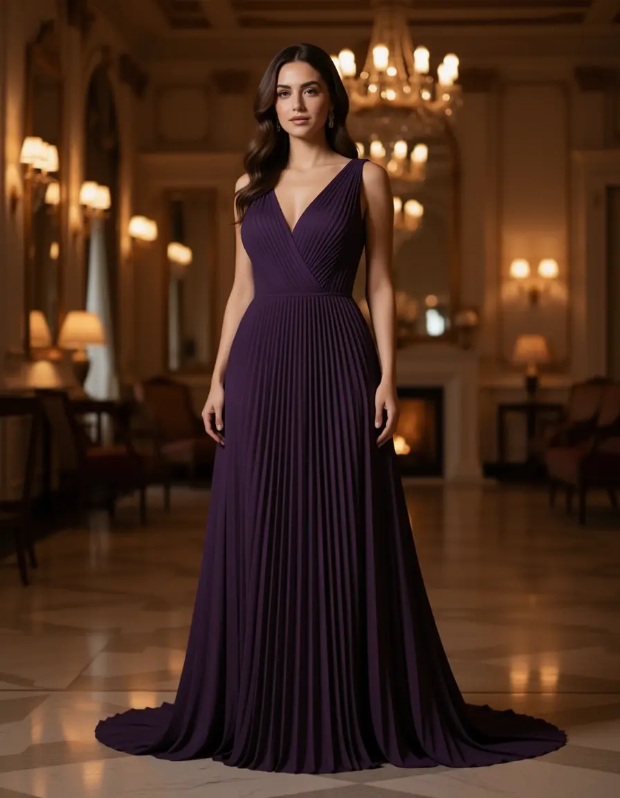 Evening pleated gown elegant