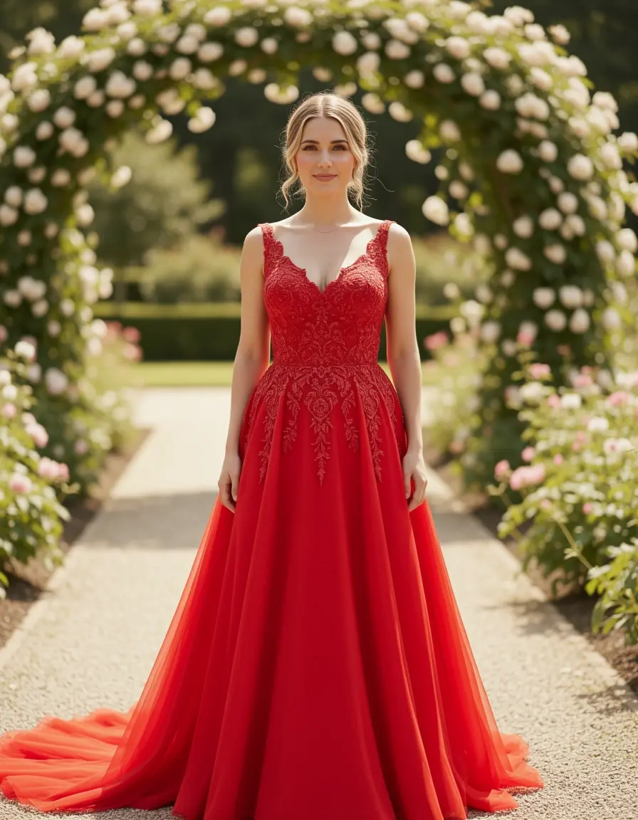 Rotes Cocktail Kleid für Hochzeit